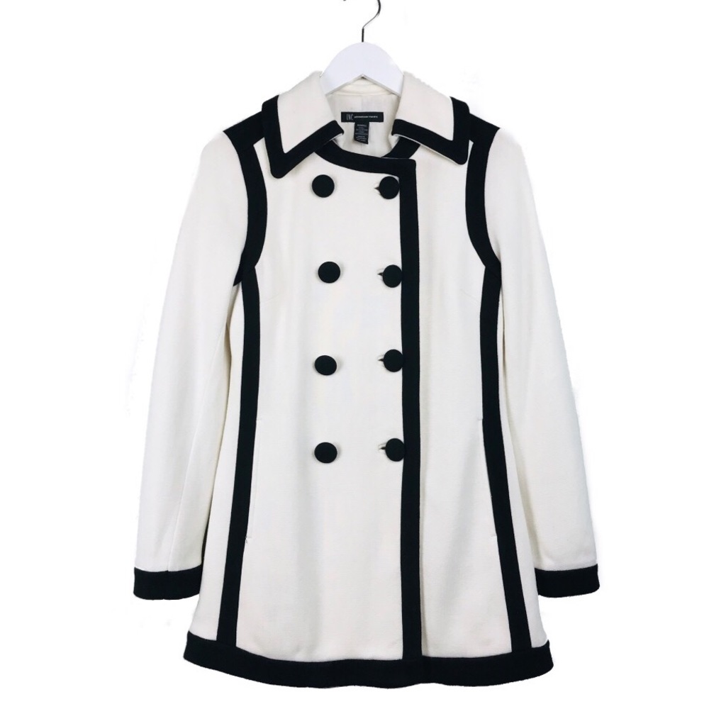 INC International Concepts Ivory/Black Piping Coat